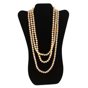 Vintage Simulated Duchess Pearls Pearl Necklace H&S Originals With Ornate Gold T